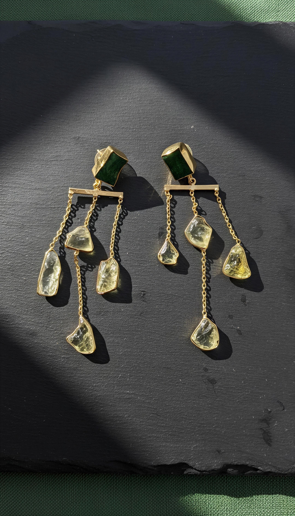 Green statement earrings