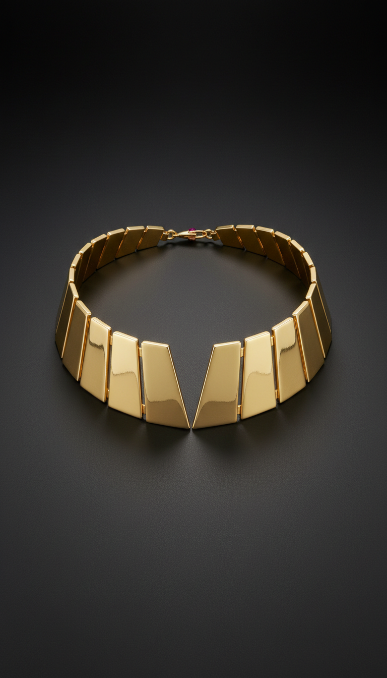 Architectural Gold-Plated Collar Necklace