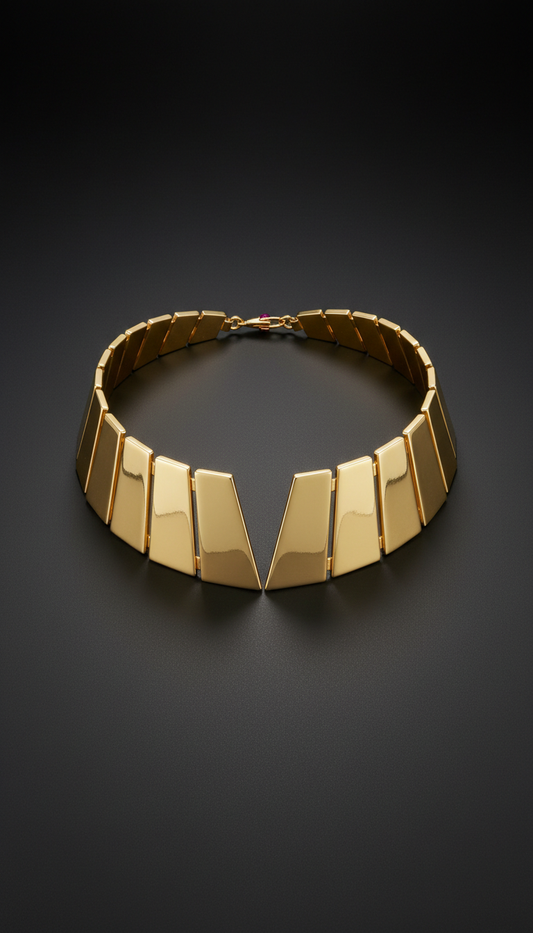 Architectural Gold-Plated Collar Necklace