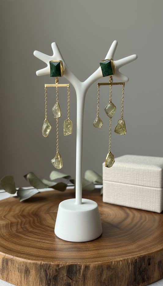 Green statement earrings